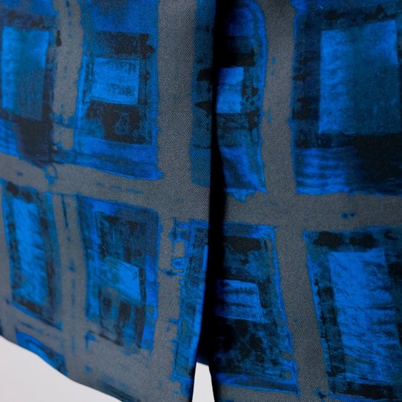 Milly Blue Brushstroke Rectangle-Print Pencil Skirt - Picture 8 of 11